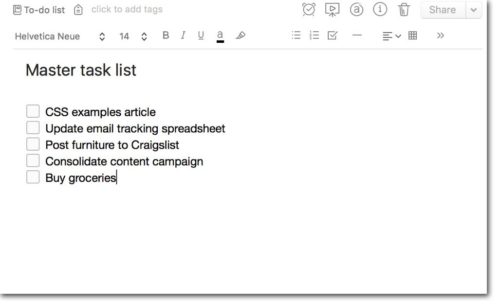 evernote task list