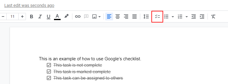 Google Docs Checklist